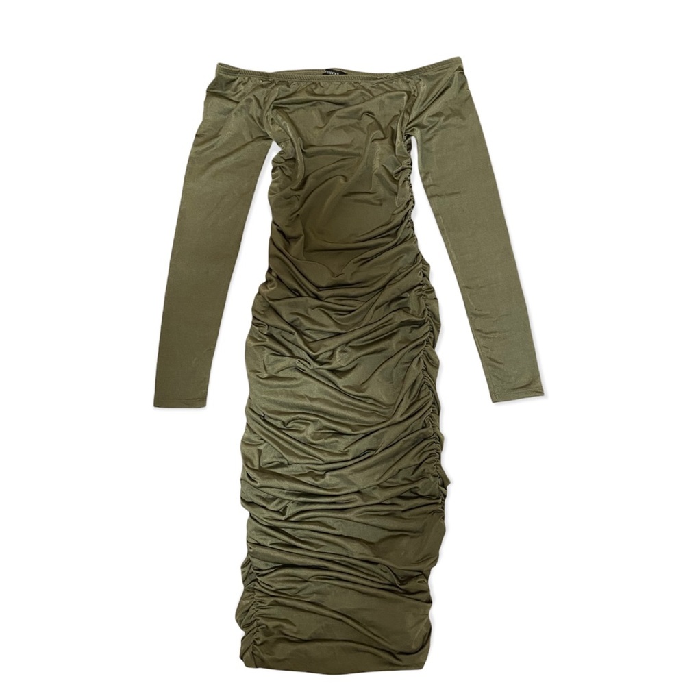Olive, stretch dress, small, below the knees